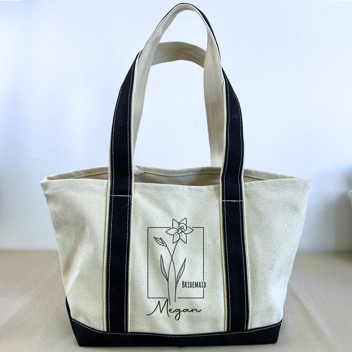 Personalized Birth Month Flower Tote Bag, Bridesmaid Gift