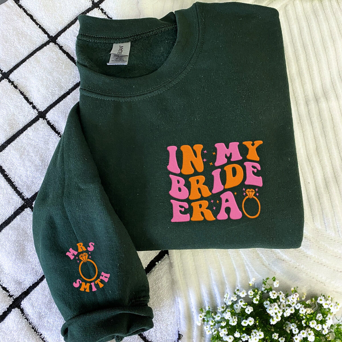 Personalized Bride Era Embroidered Sweatshirt or Hoodie