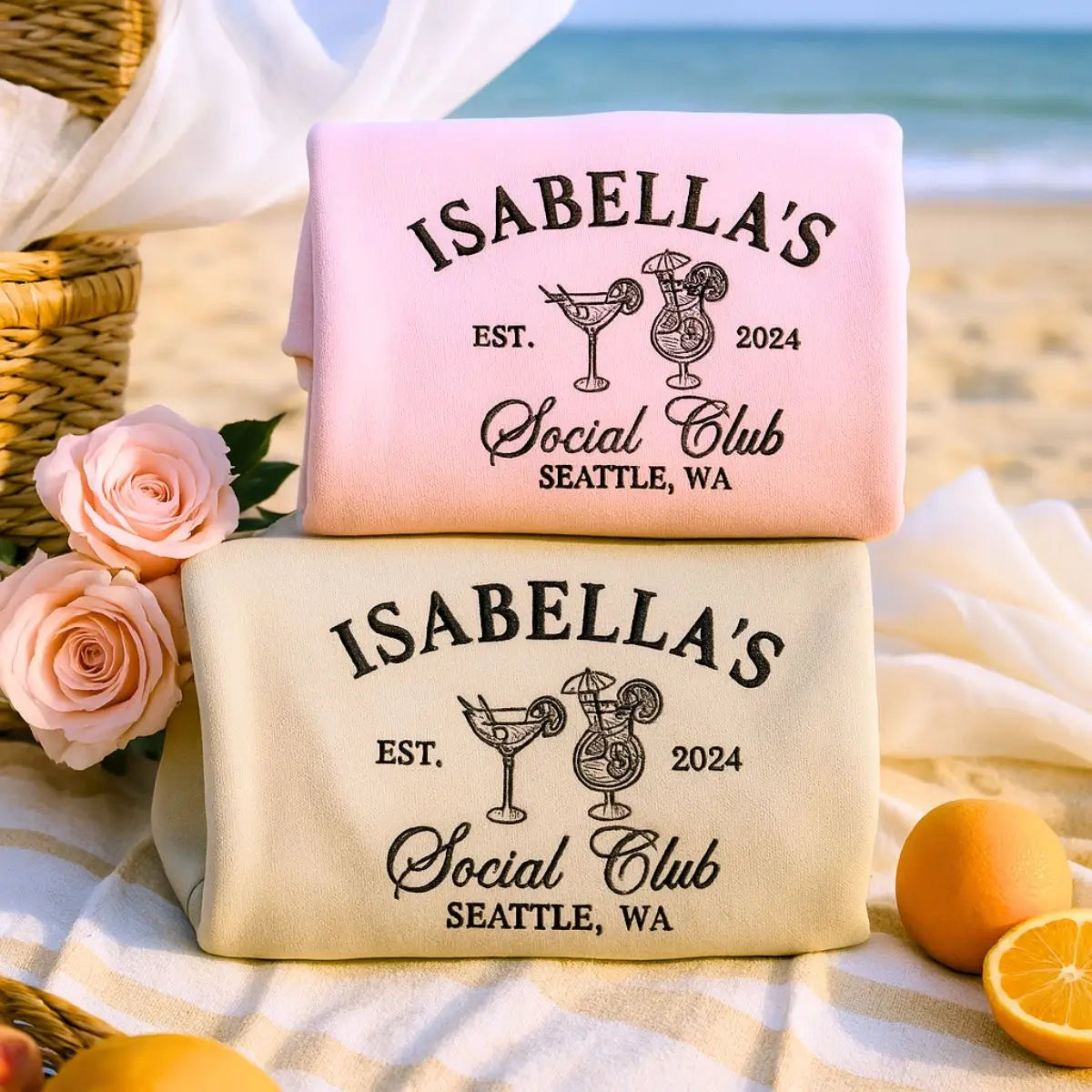 Luxury Bridal Party Sweatshirt or Hoodie - Embroidered Personalized Design