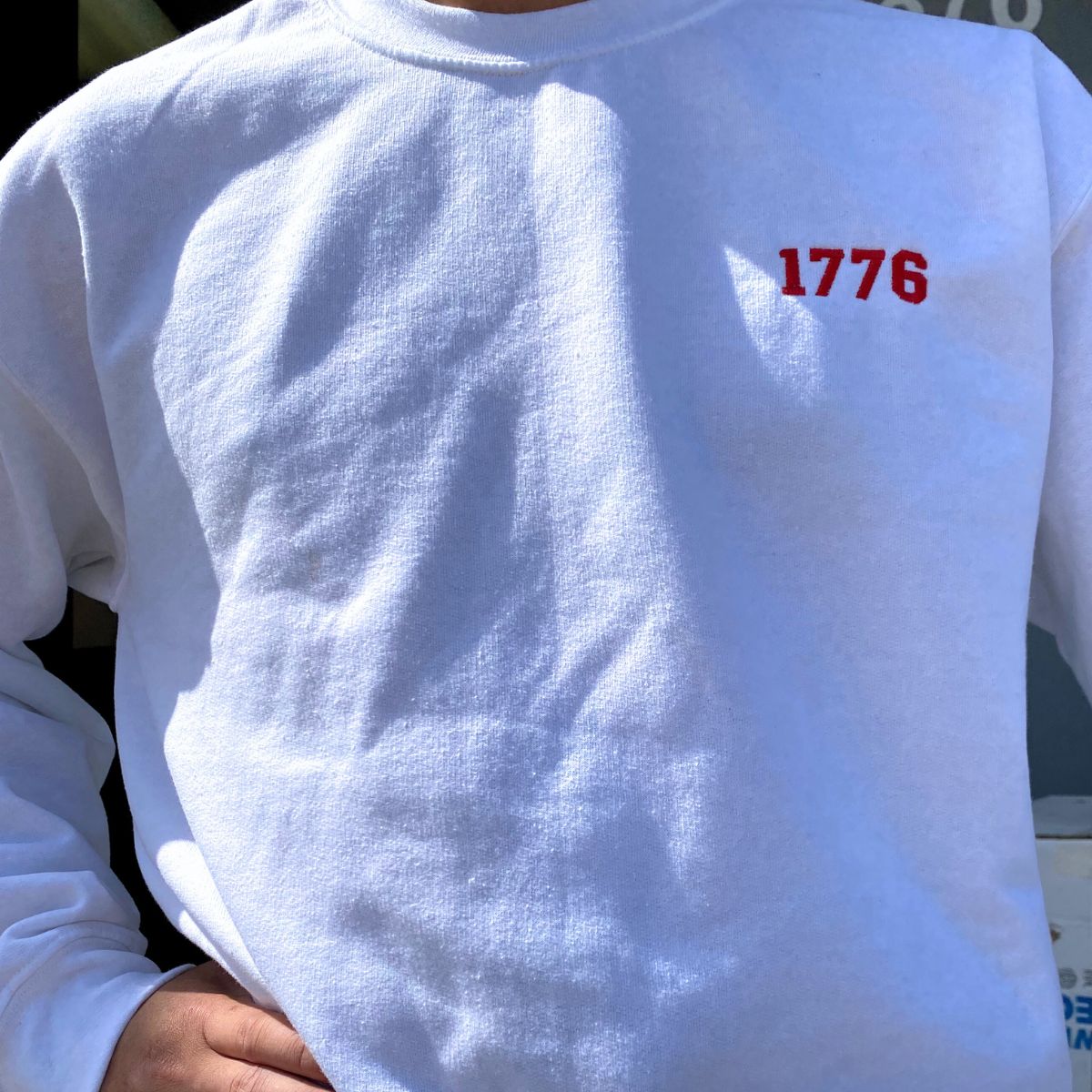 Embroidered Patriotic Crewneck Sweatshirt in Red, Premium Quality