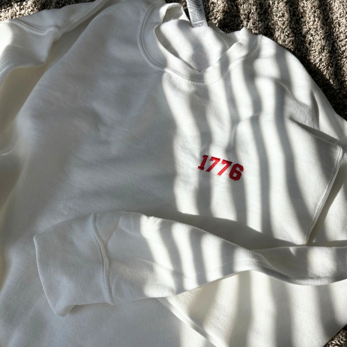 Embroidered Patriotic Crewneck Sweatshirt in Red, Premium Quality