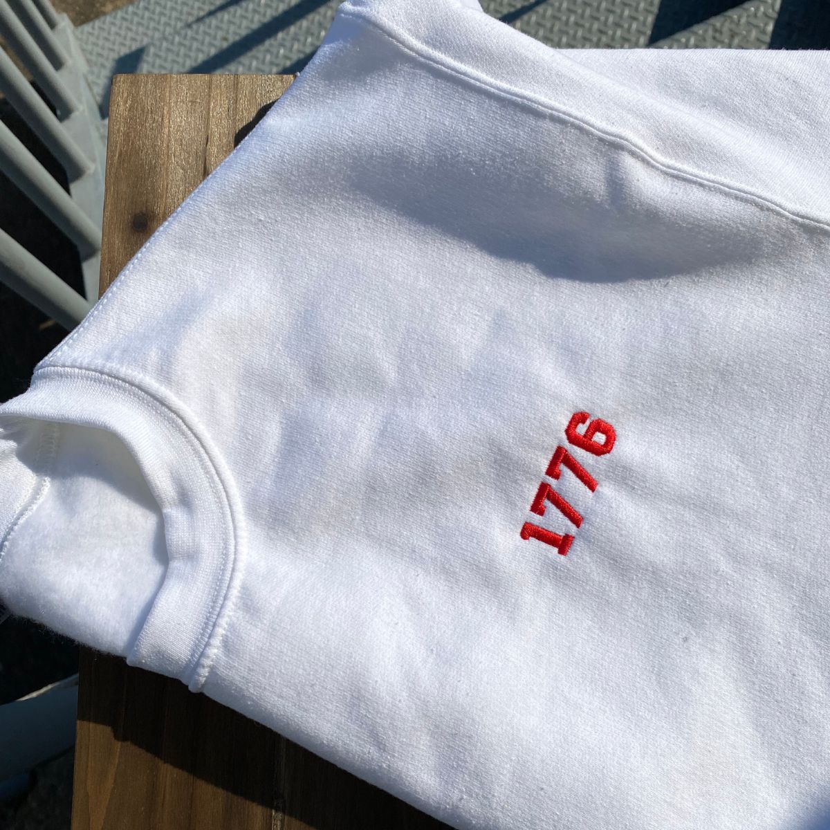 Embroidered Patriotic Crewneck Sweatshirt in Red, Premium Quality