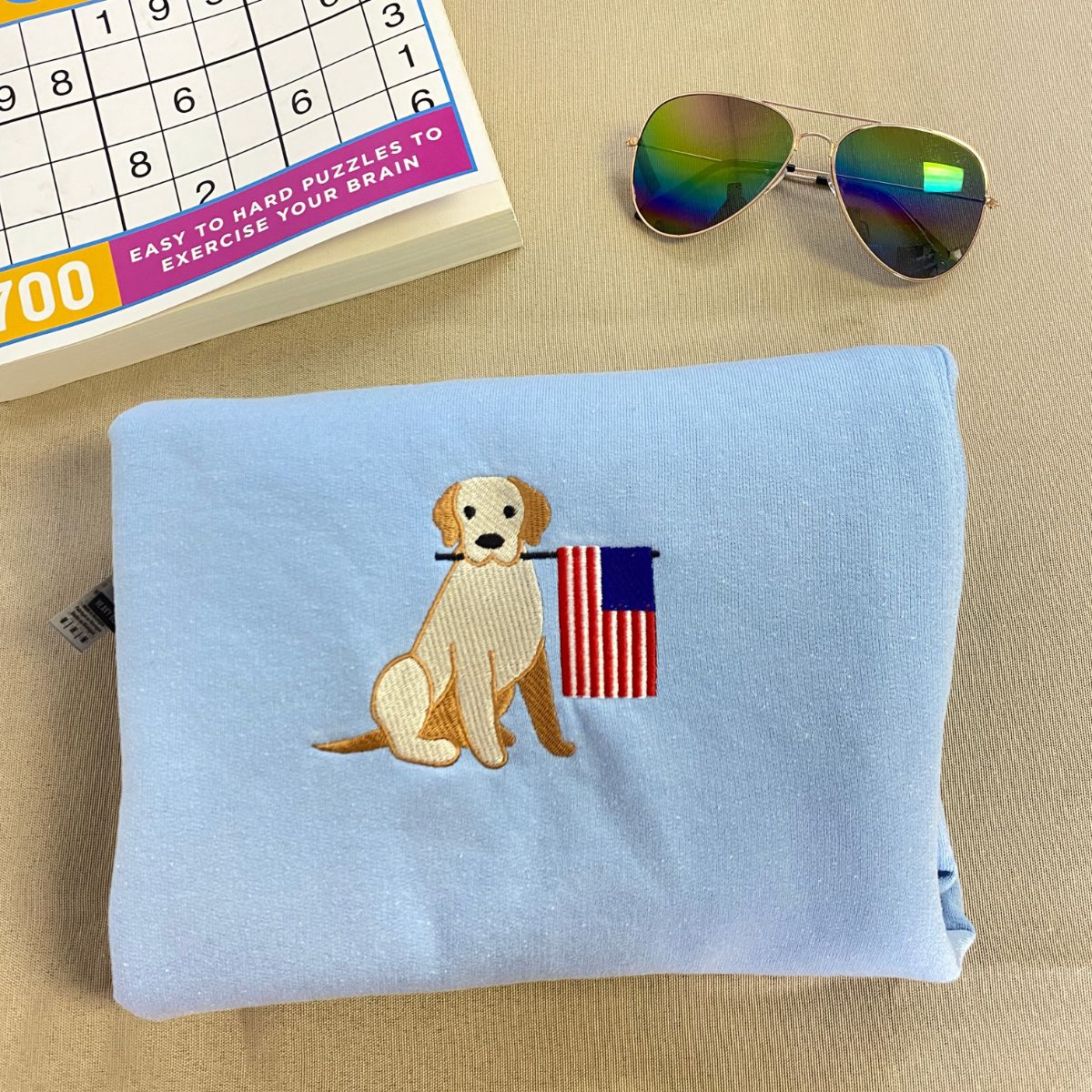 American Flag Pet Embroidered Sweatshirt for National Day