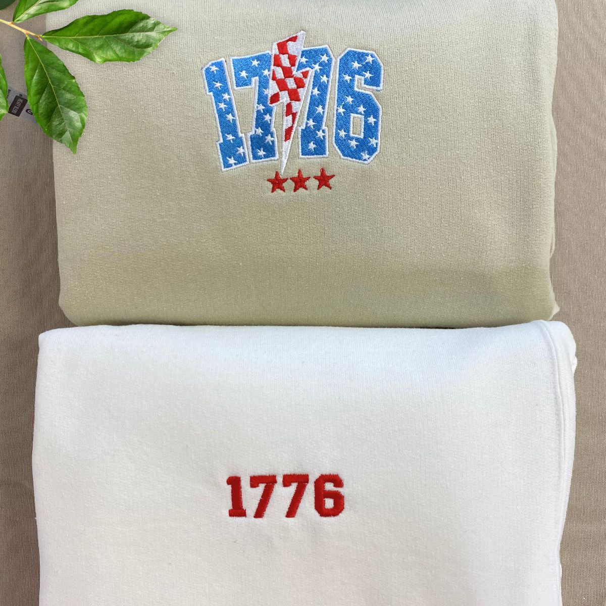 Embroidered Thunderstorm Fourth of July Sweatshirt - White