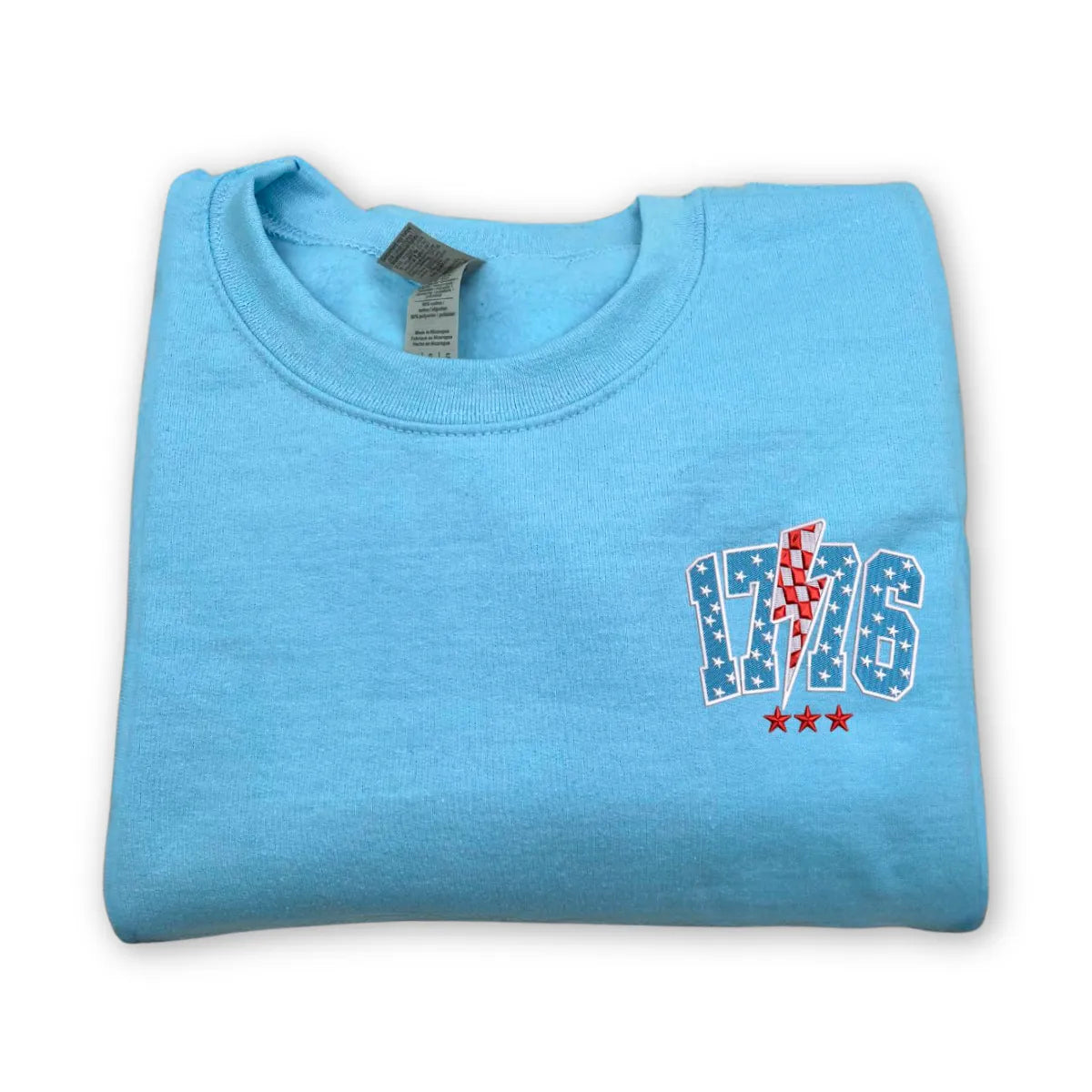 Embroidered Thunderstorm Fourth of July Sweatshirt - White