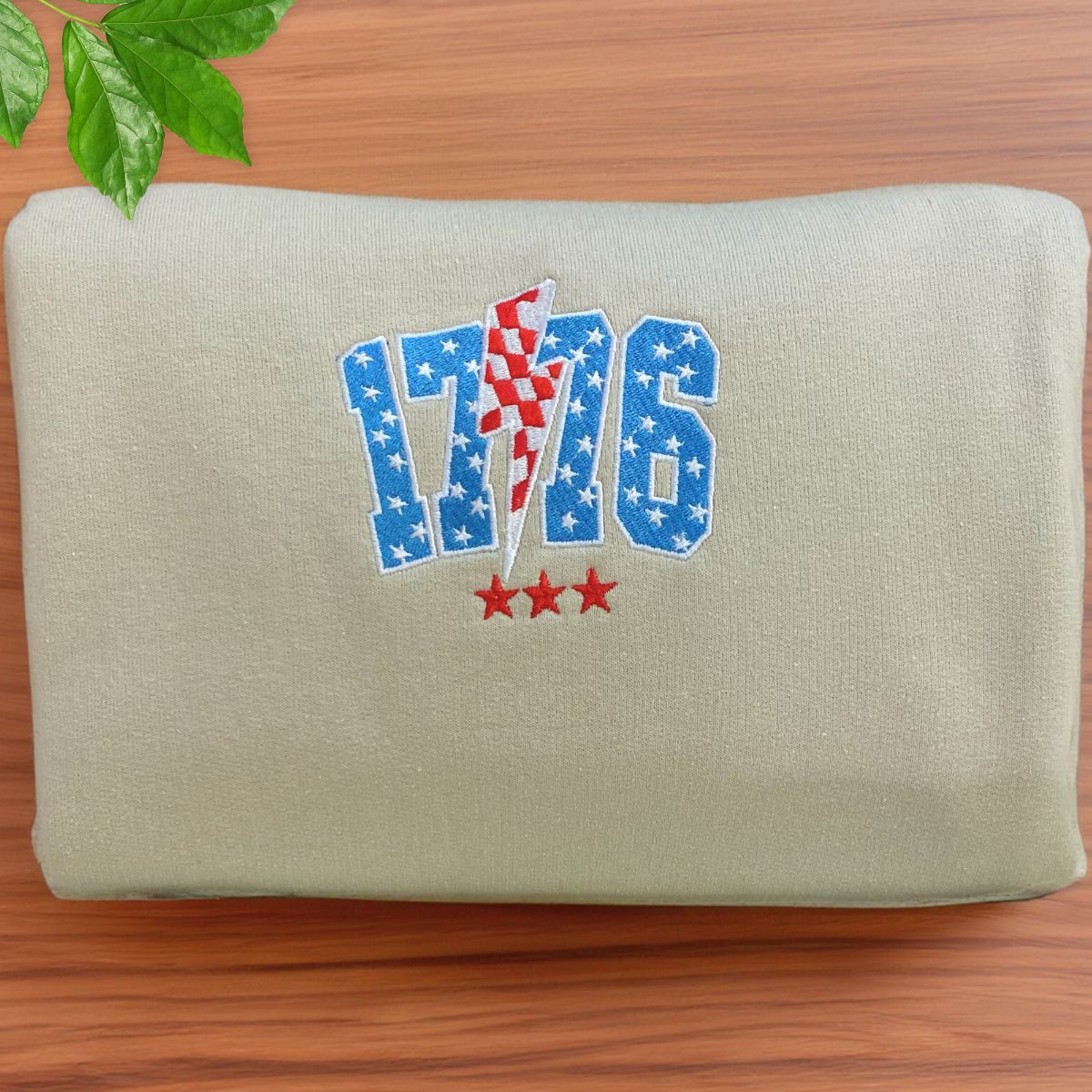 Embroidered Thunderstorm Fourth of July Sweatshirt - White