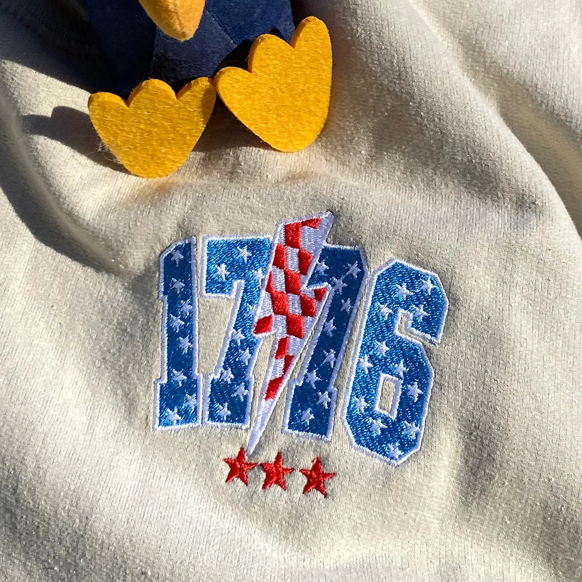 Embroidered Thunderstorm Fourth of July Sweatshirt - White