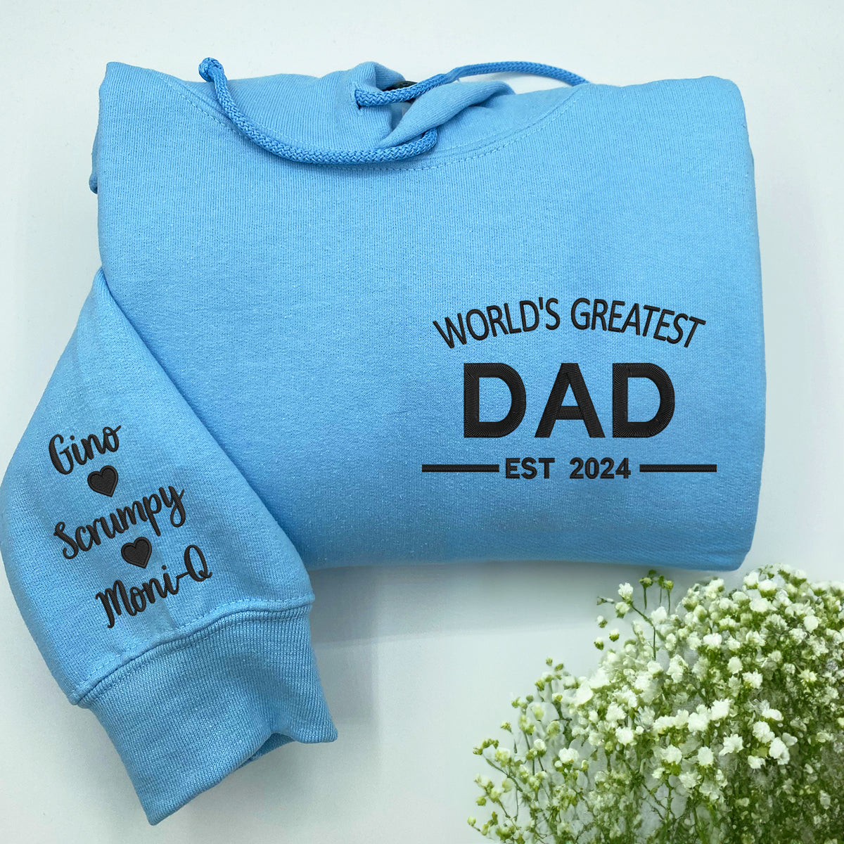 Best Dad Embroidered Sweatshirt or Hoodie, Personalized Gift