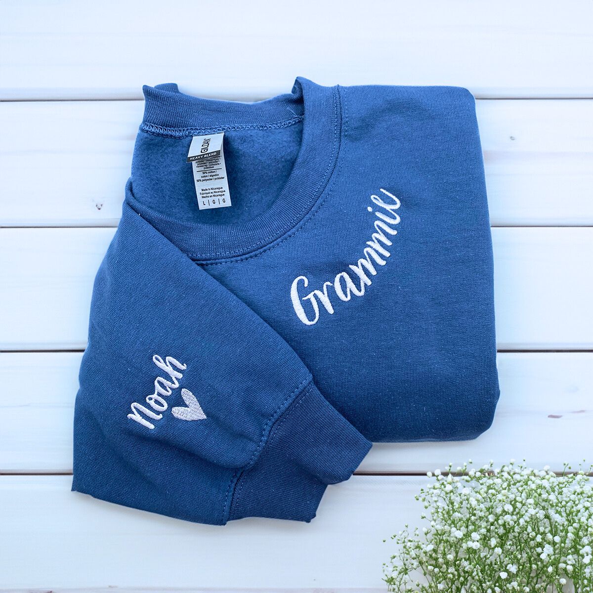 Personalized Grandkids Names Embroidered Sweatshirt for Oma