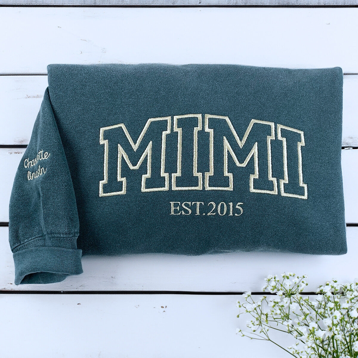 Personalized Grandkids Names Embroidered Shirt for Mimi