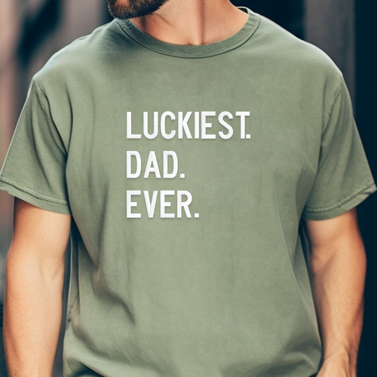 Embroidered Luckiest Dad Ever Shirt - Minimalist Style Comfort Wear