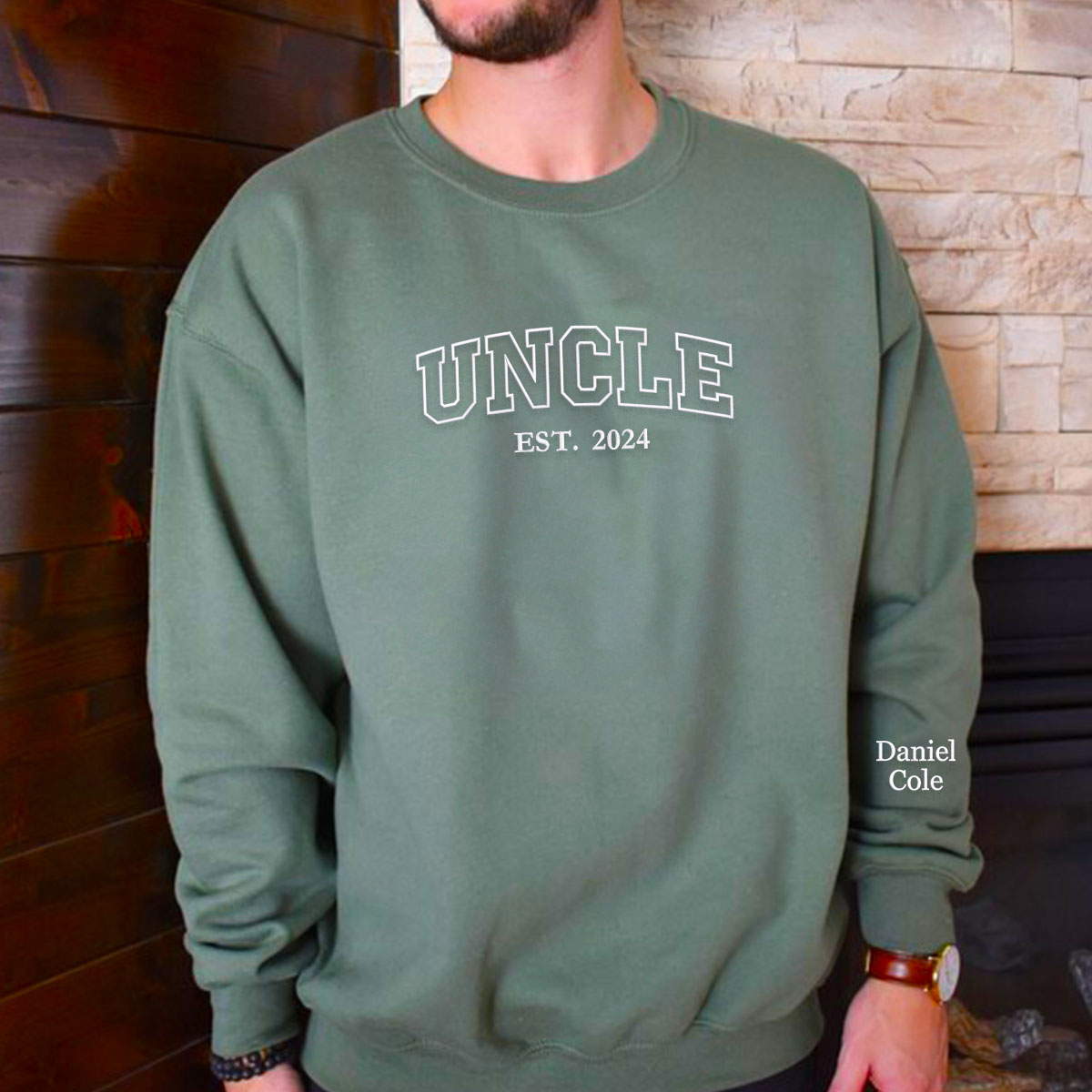 Personalized Proud Uncle Varsity Sweatshirt - Comfortable Casual Wear
