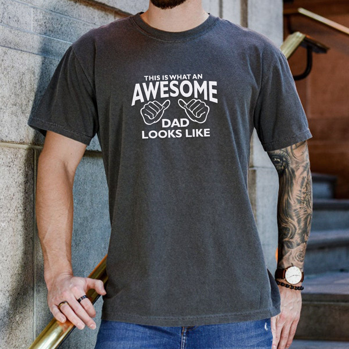 EmbroideredAwesome DadStatement Shirt - Premium Quality Craftsmanship