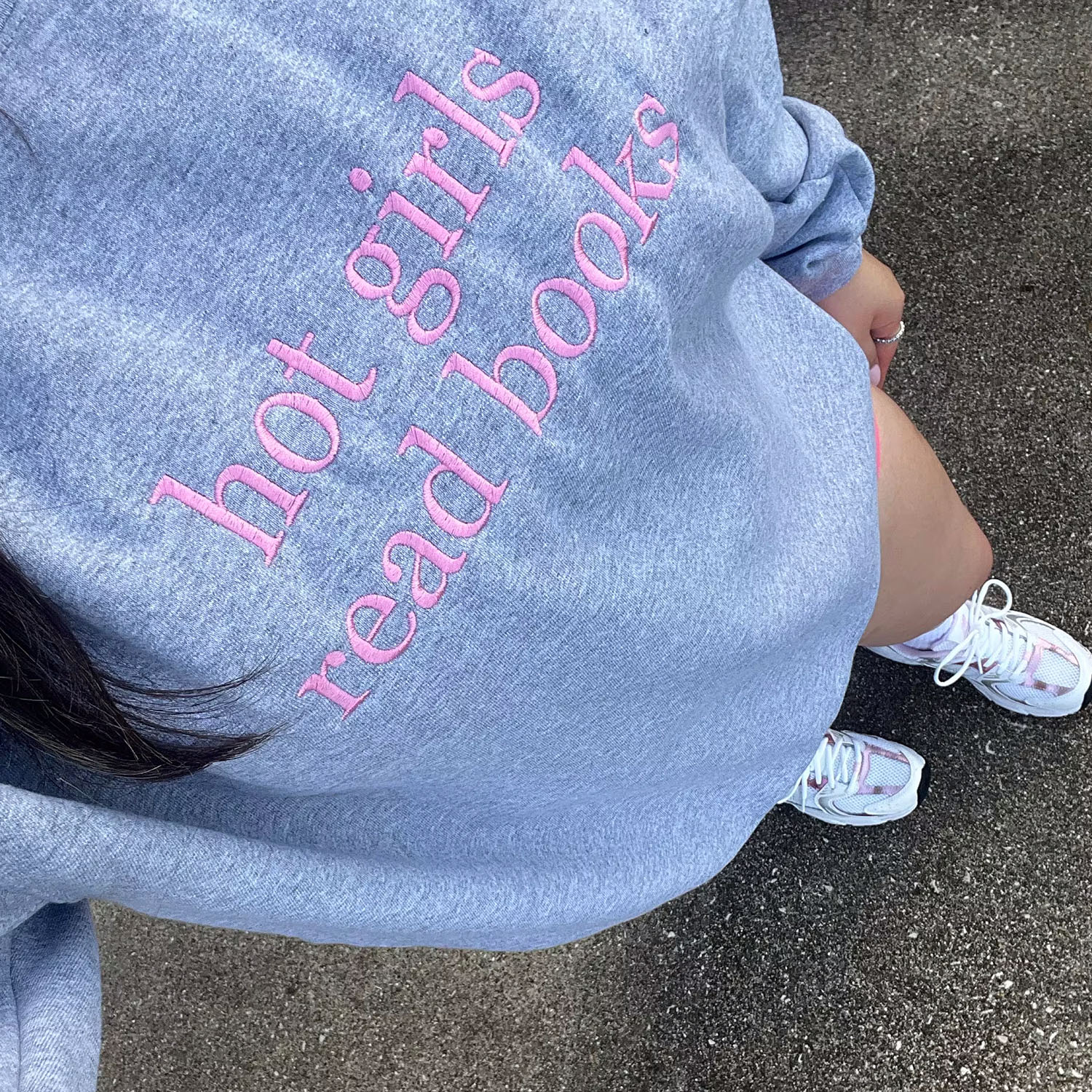 Book Lover Embroidered Cozy Sweatshirt - Confidence & Charm