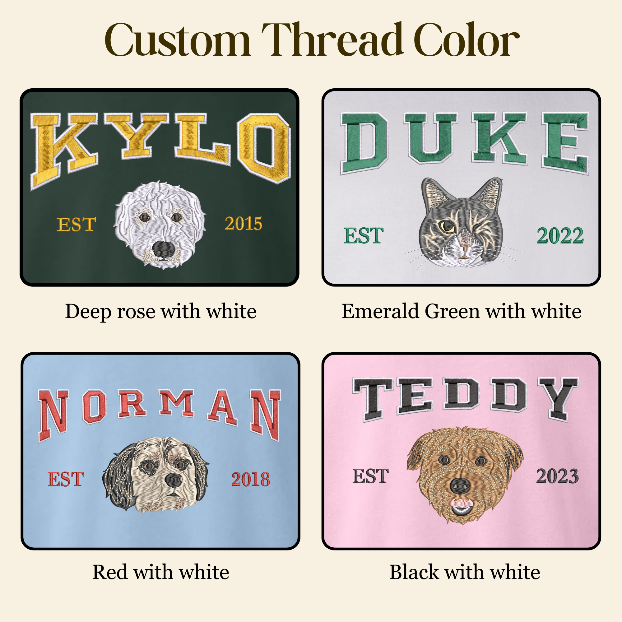 Personalized Dog Face Varsity Sweatshirt - Custom Embroidered Gift
