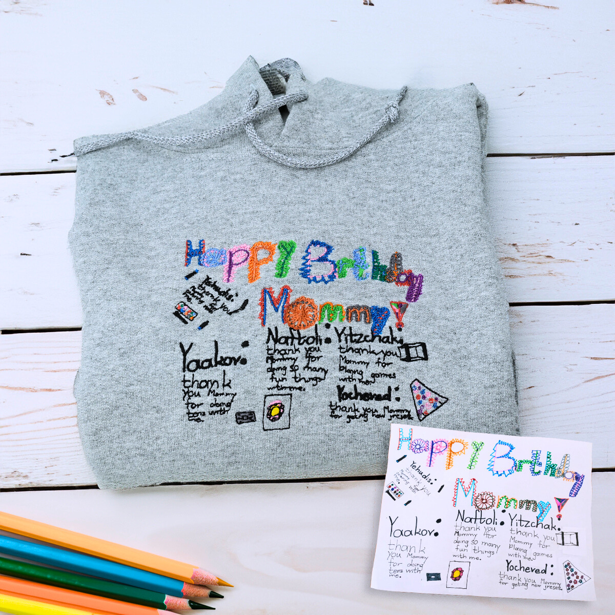 Personalized Kids Drawing Embroidered T-Shirt or Sweatshirt
