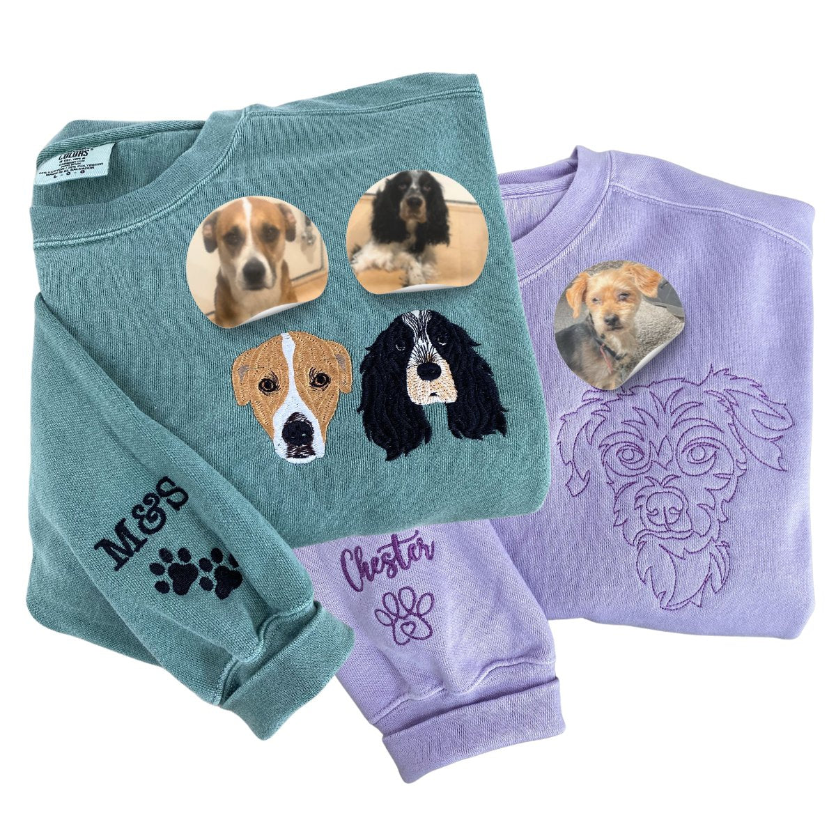 Custom Dog Outline Embroidered Sweatshirt - Personalized Pet Memories