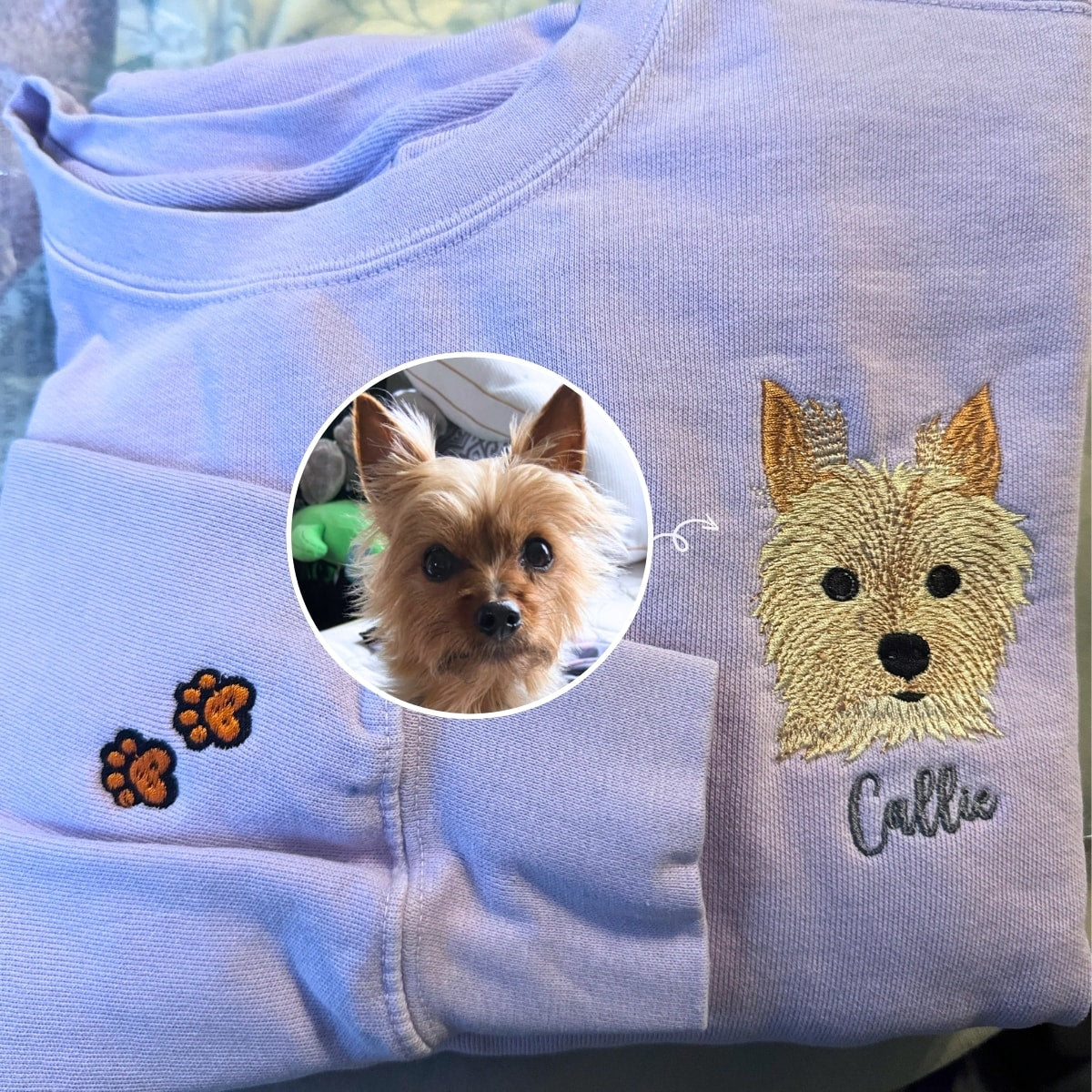 Personalized Dog Embroidered Sweatshirt with Custom Photo Embroidery