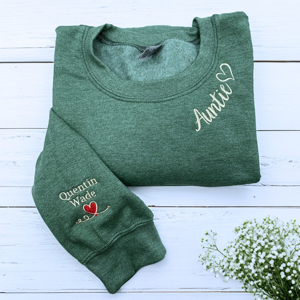 Personalized Embroidered Auntie Sweatshirt or Hoodie for New Aunts