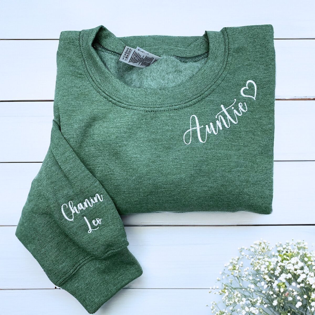 Personalized Embroidered Auntie Sweatshirt or Hoodie for New Aunts