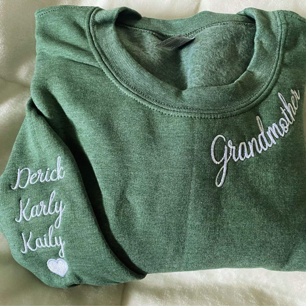 Personalized Grandkids Names Grandma Sweatshirt - Custom Embroidered Legacy Gift