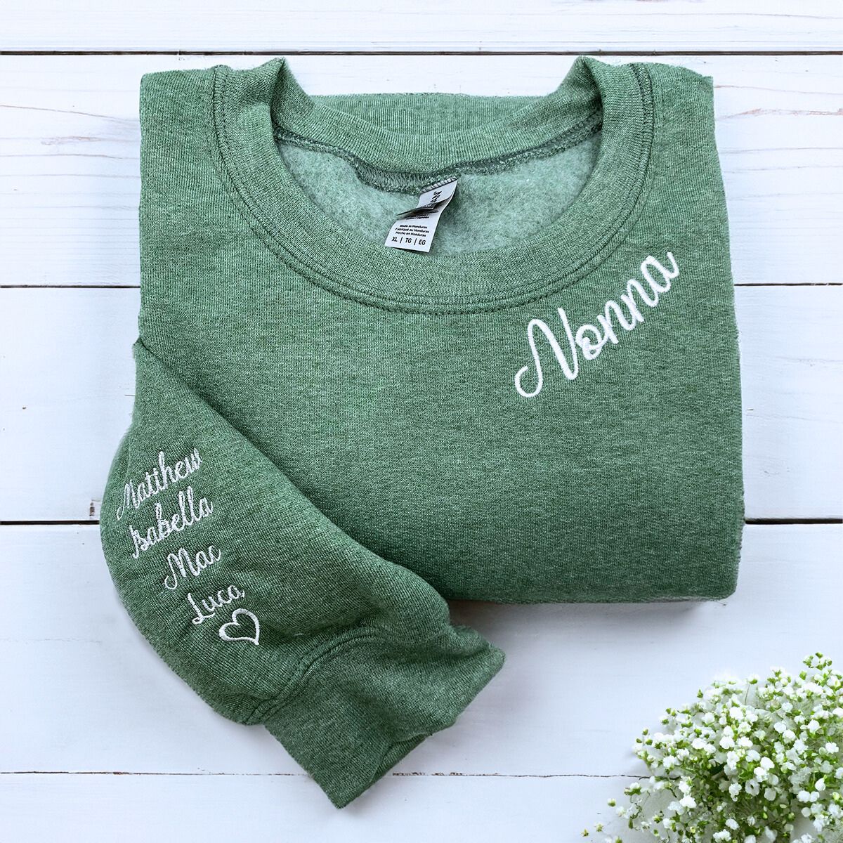Personalized Nanny Grandkids Names Sweatshirt - Custom Embroidery Design