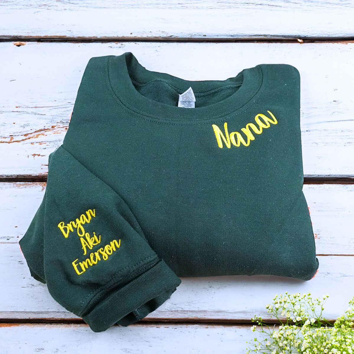 Personalized Grandkids Name Embroidered Sweatshirt - Custom Grandma Gift