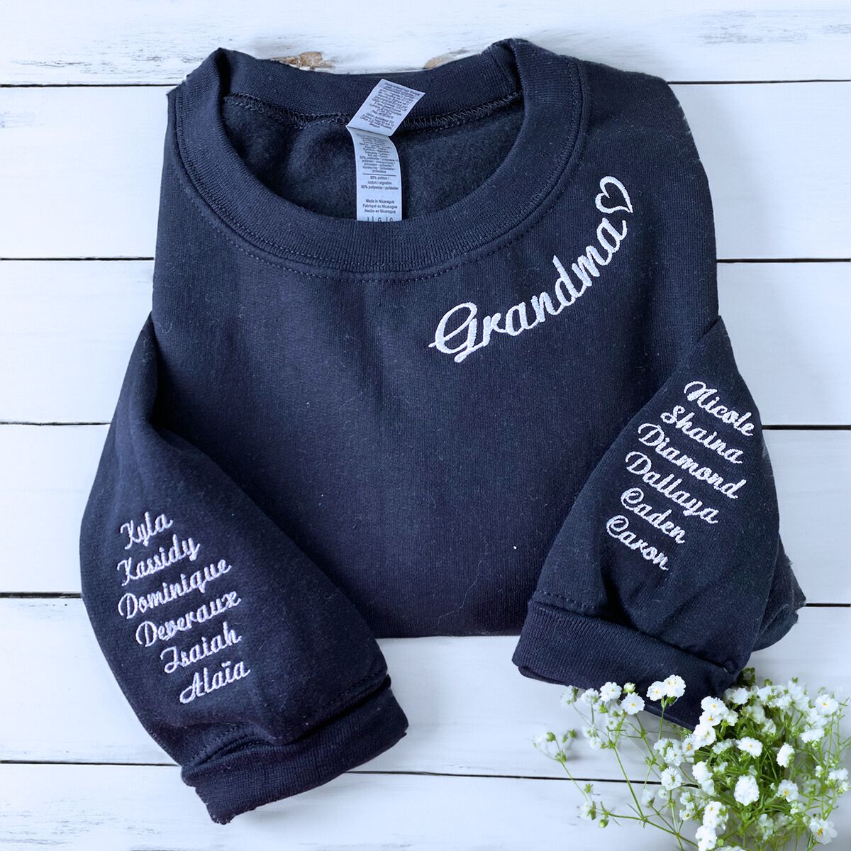 Personalized Grandkids Names Grandma Sweatshirt - Custom Embroidered