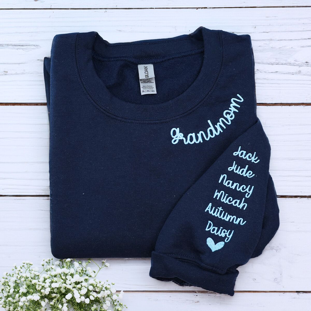 Personalized Grandkids Names Embroidered Sweatshirt for Grandma