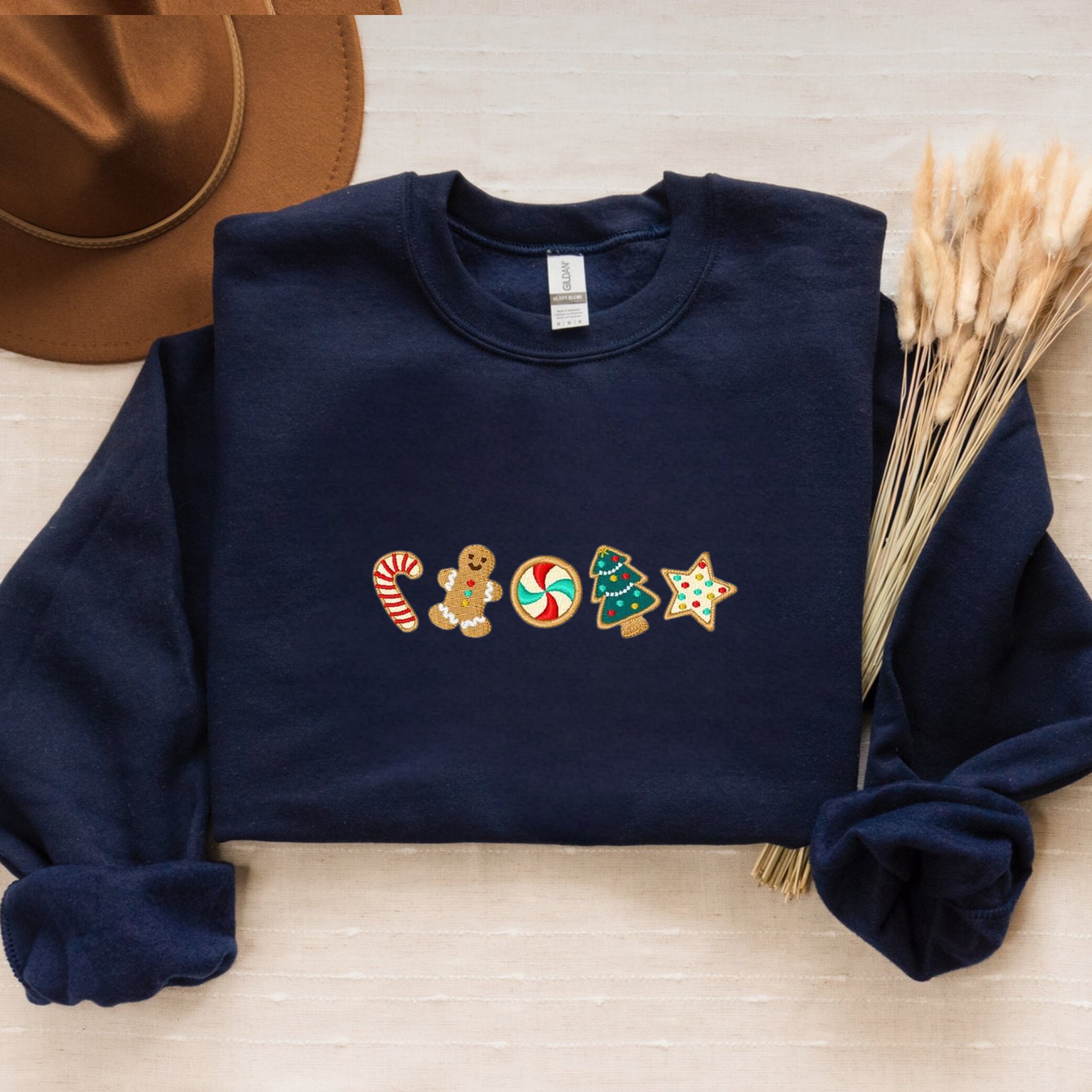 Christmas Cookies Border Festive Sweatshirt - Cozy Holiday Gingerbread Design