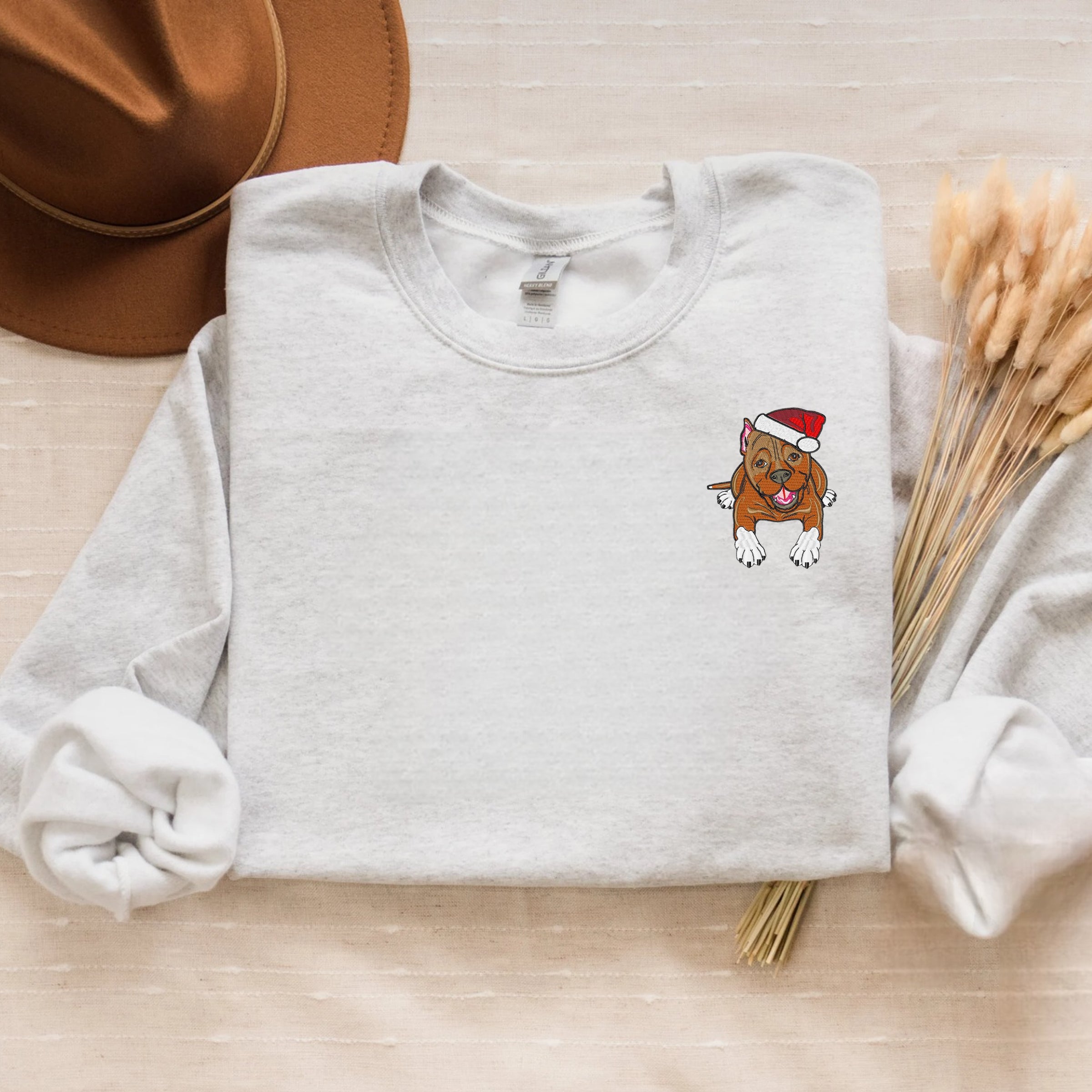 Christmas Dog Santa Embroidered Sweatshirt - Festive Winter Apparel
