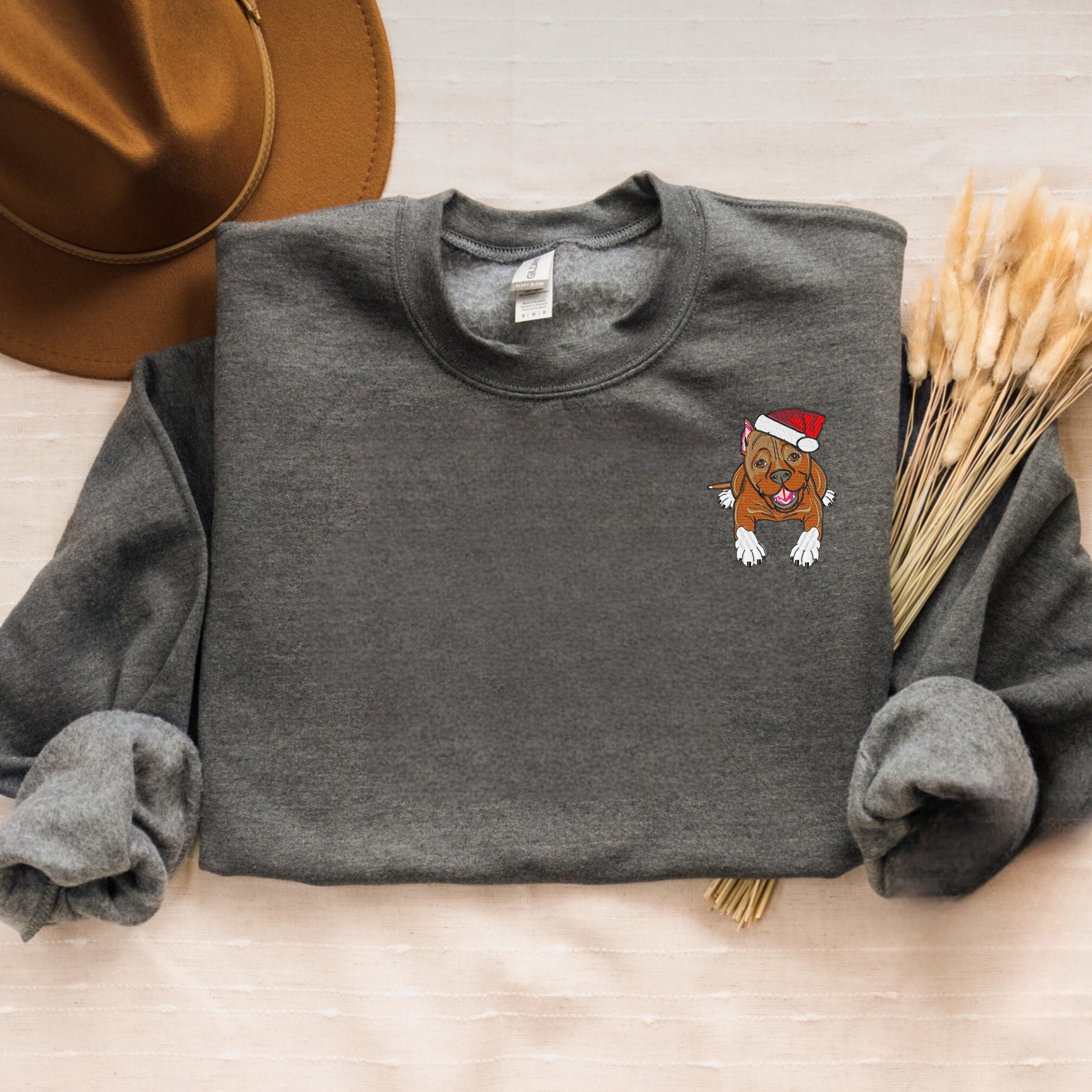 Christmas Dog Santa Embroidered Sweatshirt - Festive Winter Apparel