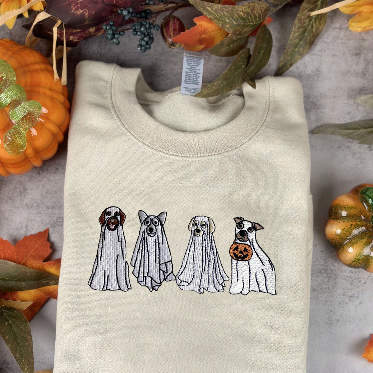 Cute Ghost Dog Halloween Sweatshirt for Dog Lovers