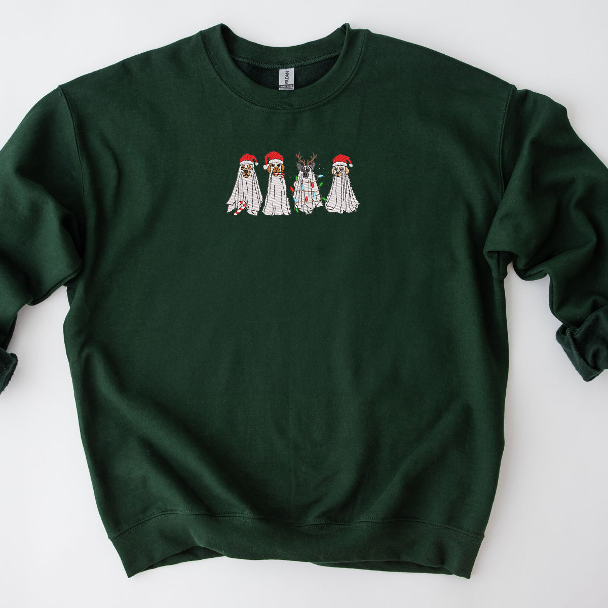 Spooky Ghost Dog Christmas Sweatshirt - Festive Holiday Hoodie