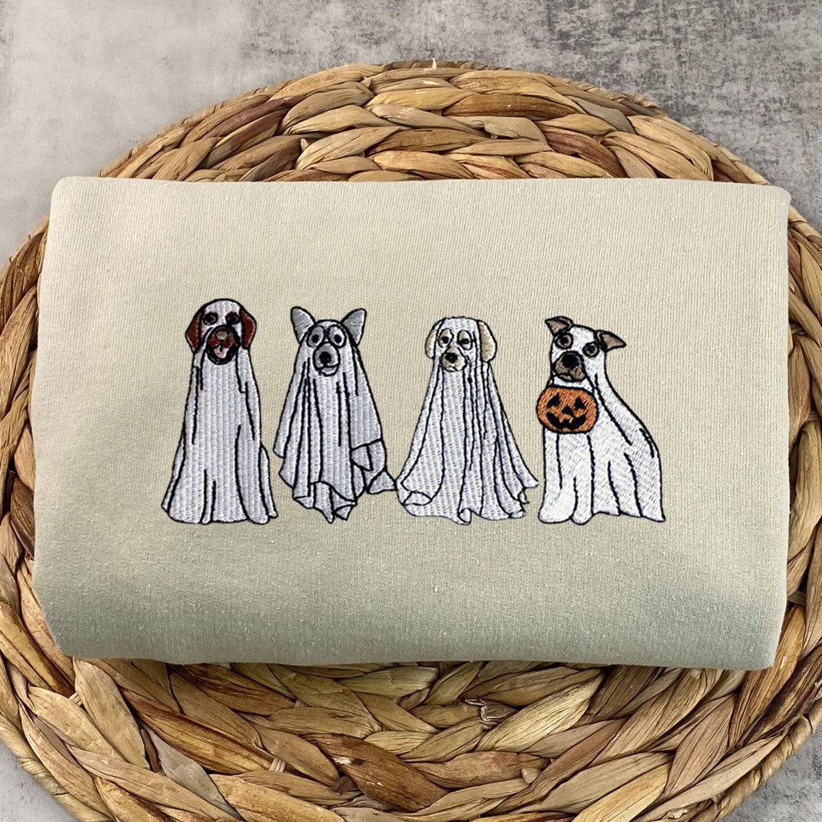 Cute Ghost Dog Halloween Sweatshirt for Dog Lovers