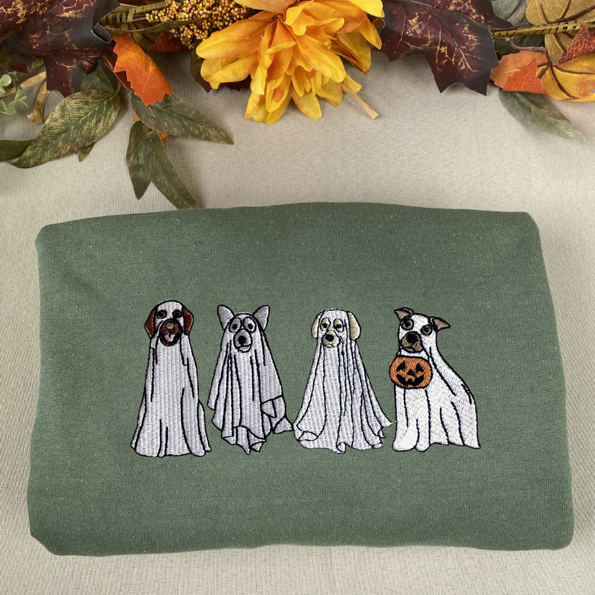 Cute Ghost Dog Halloween Sweatshirt for Dog Lovers