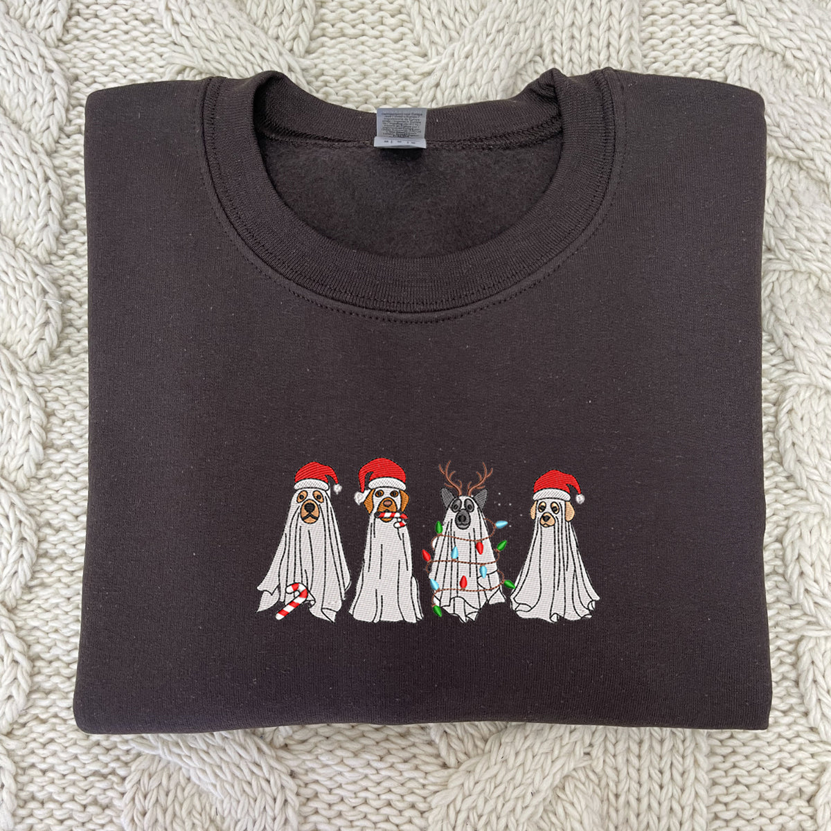 Spooky Ghost Dog Christmas Sweatshirt - Festive Holiday Hoodie