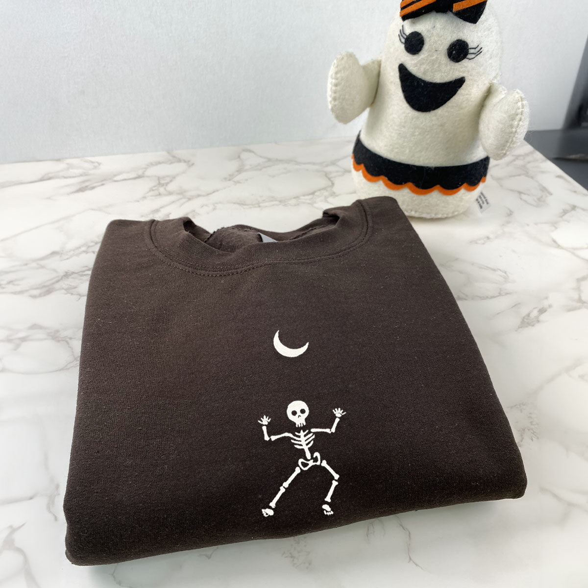 Embroidered Dancing Skeleton Halloween Sweatshirt