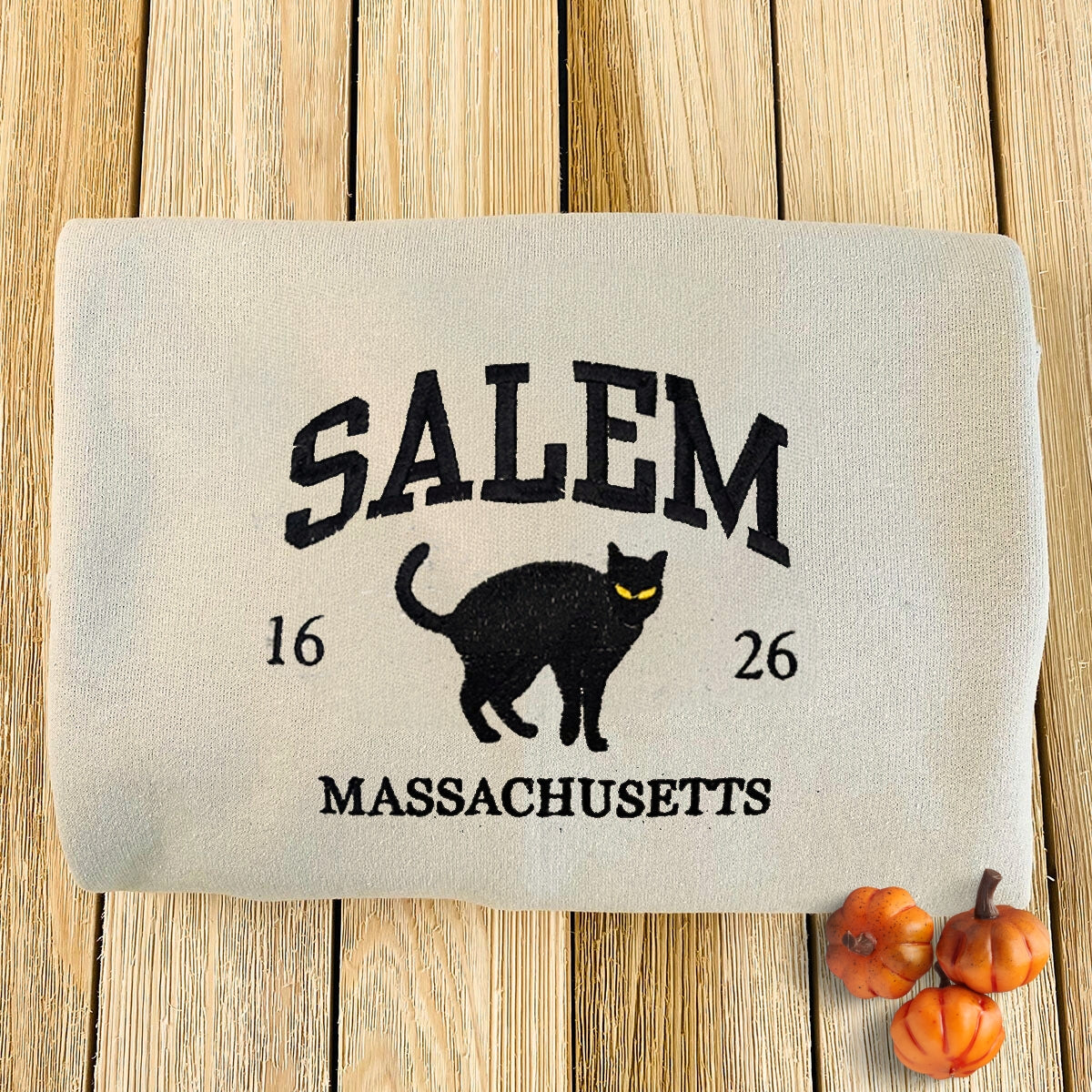 Halloween Salem Massachusetts Embroidered Sweatshirt or Hoodie for Festive Season