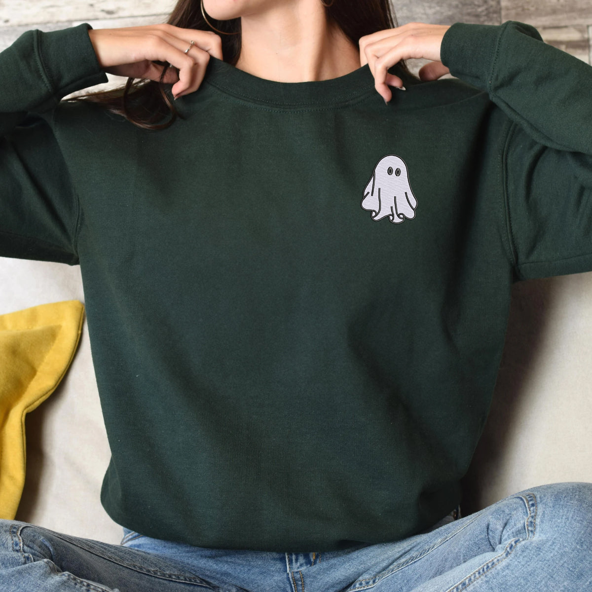 Halloween Ghost Crewneck Sweatshirt or Hoodie for Stylish Couples