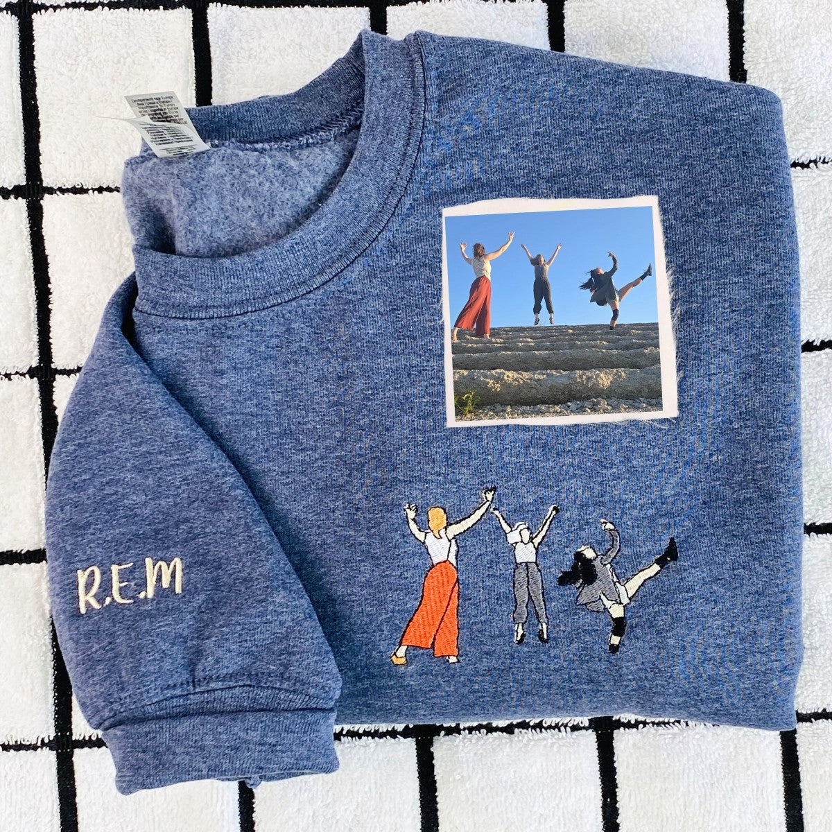 Personalized Best Friend Sweatshirts Set with Custom Portrait Embroidery