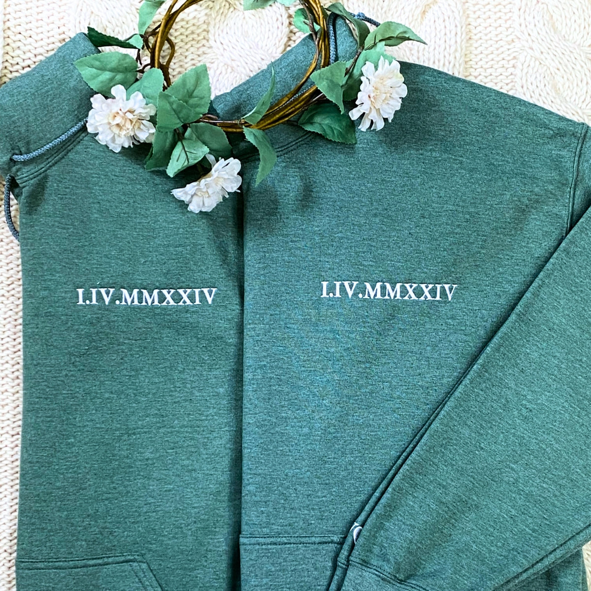 Custom Embroidered Honeymoon Sweatshirt - Roman Letters, Personalized Gift