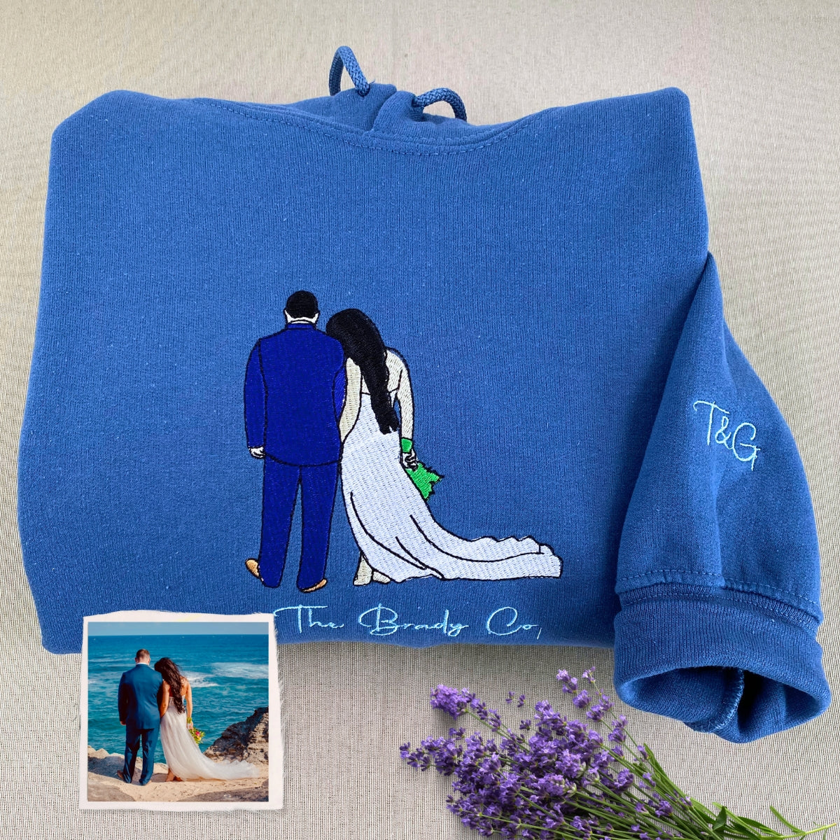 Personalized Bridal Shower Gift Sweatshirt with Embroidered Photo | Custom Text