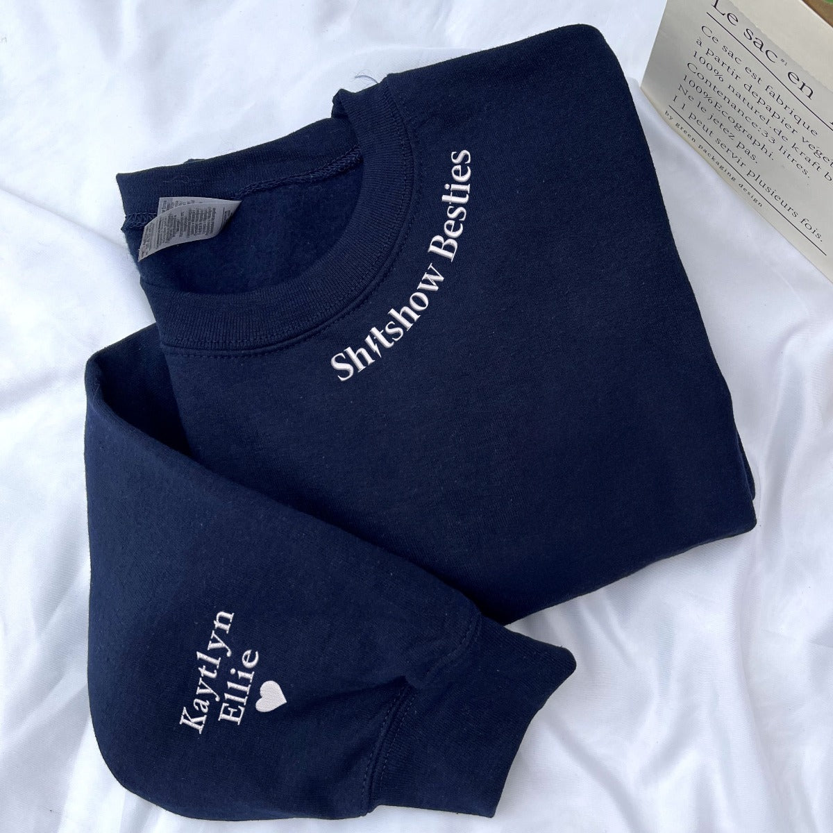 Personalized Best Friend Sweatshirts - Custom Embroidered Friendship Set