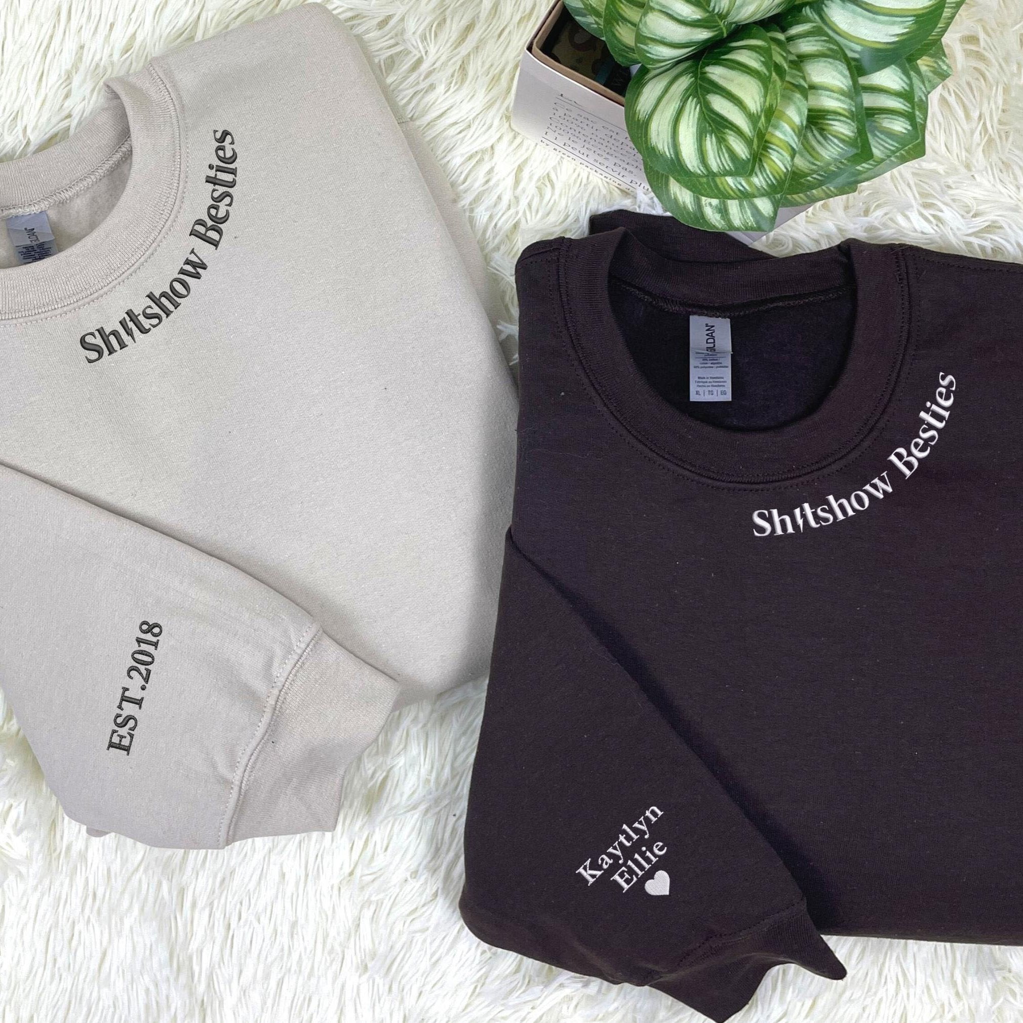 Personalized Best Friend Sweatshirts - Custom Embroidered Friendship Set