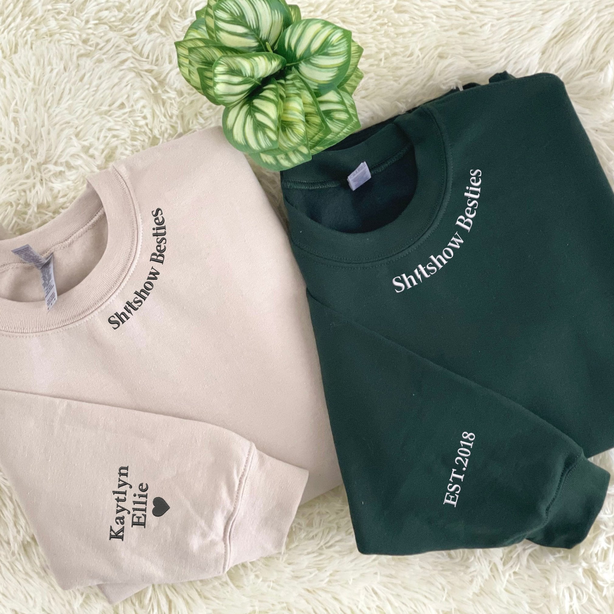 Personalized Best Friend Sweatshirts - Custom Embroidered Friendship Set