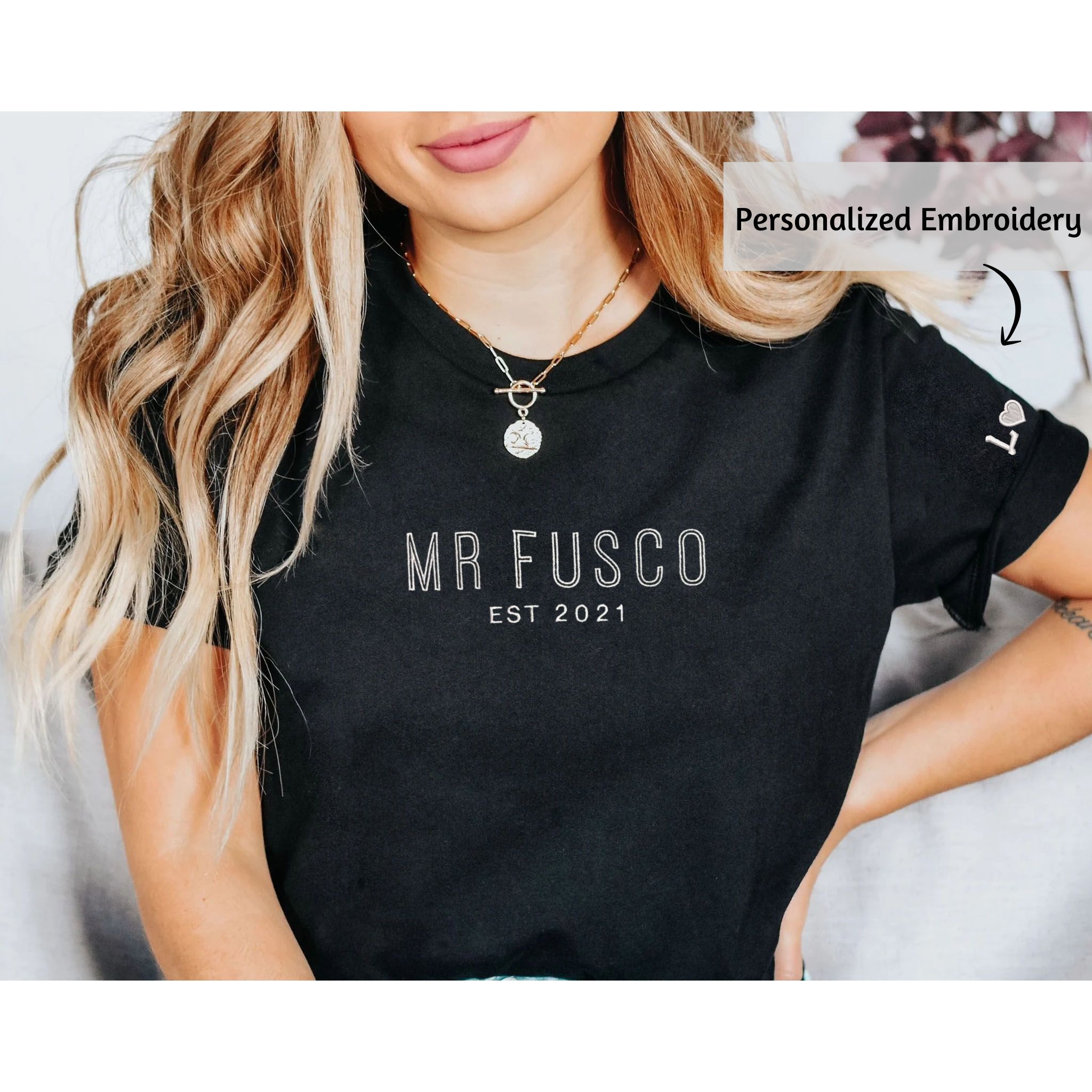 Personalized Embroidered Mr and Mrs Anniversary Date Shirt - Special Gift for Couples