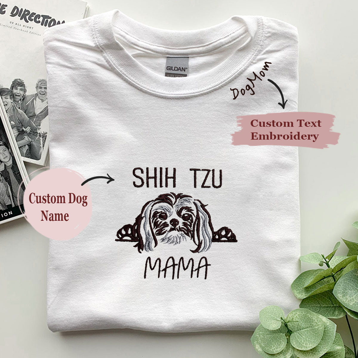 Personalized Shih Tzu Embroidered Collar Shirt for Dog Lovers