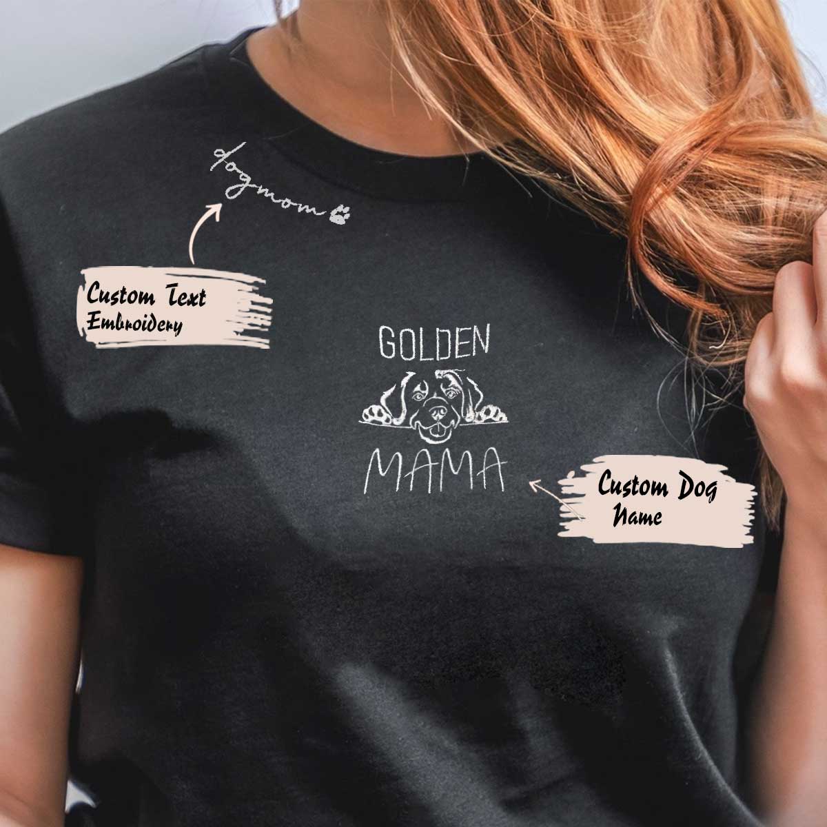 Embroidered Golden Retriever Dog Mama Collar Shirt - Personalized gifts for Dog Lovers
