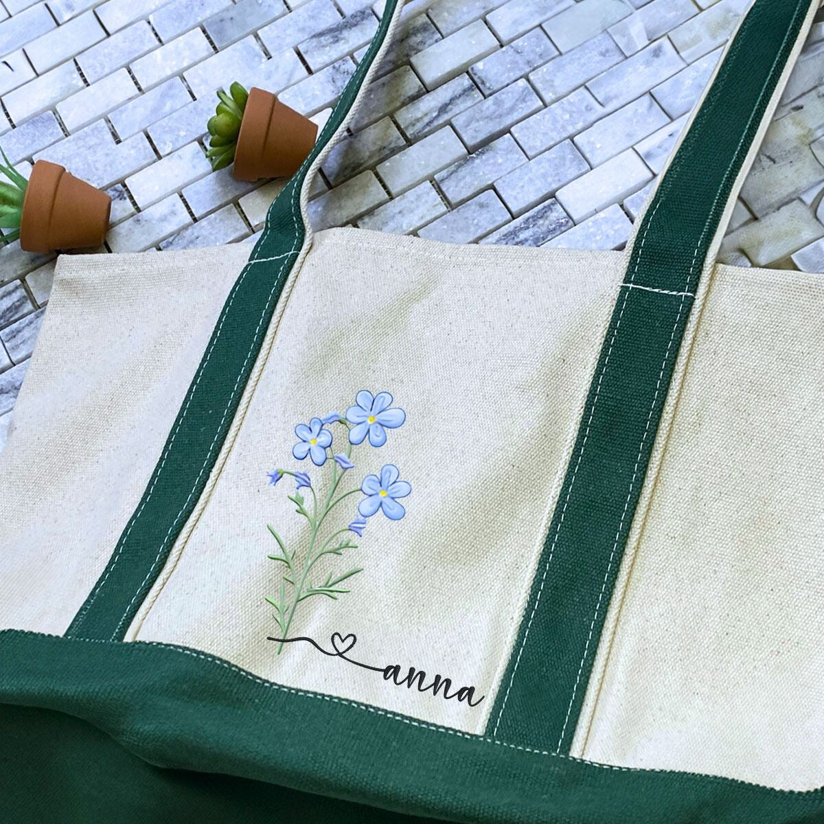 Personalized Birth Month Flower Tote Bag - Celebrate Her Unique Style